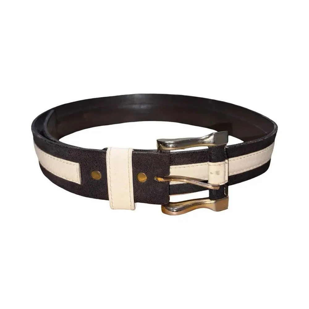 Lejon Black White Sueded Cowhide Belt      Size: 32